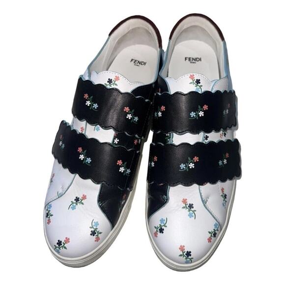 Fendi Floral White and Black sneakers size 40 - Picture 1 of 5